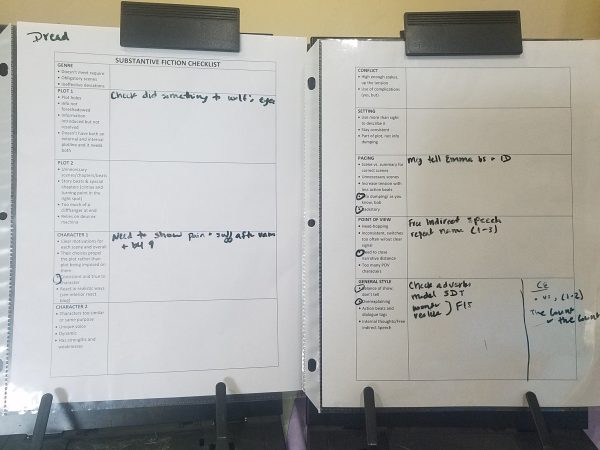 Fiction Book Checklist Image of 2 checklists in clip binders